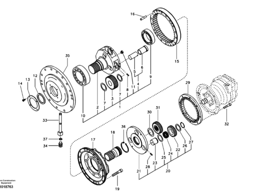 Schwingen-Getriebe Bagger-Swing Gearbox Reductions EC240BLC VOE14566202 VOE14542163