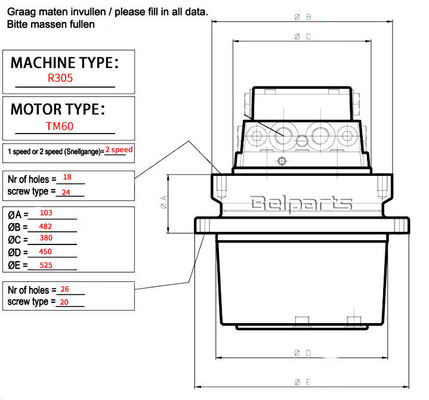 Hyundai R305 R335 R290-7 R300LC-9S Hydraulik-Fahrmotor 31N8-40011