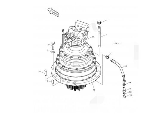 Roter Hydraulikbagger-Teil-Schwingen-Motor Solar-255LC-V DX255 401-00352